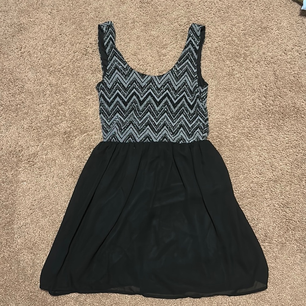 Party dress from G by Guess, size small. Black with white and silver sparkles.